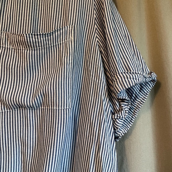 Blue & White Striped T-Shirt Blouse - Picture 3 of 5